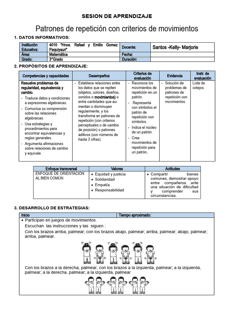 U1-Sesion de Mate-Patrones de Repetición | PDF | Evaluación ...