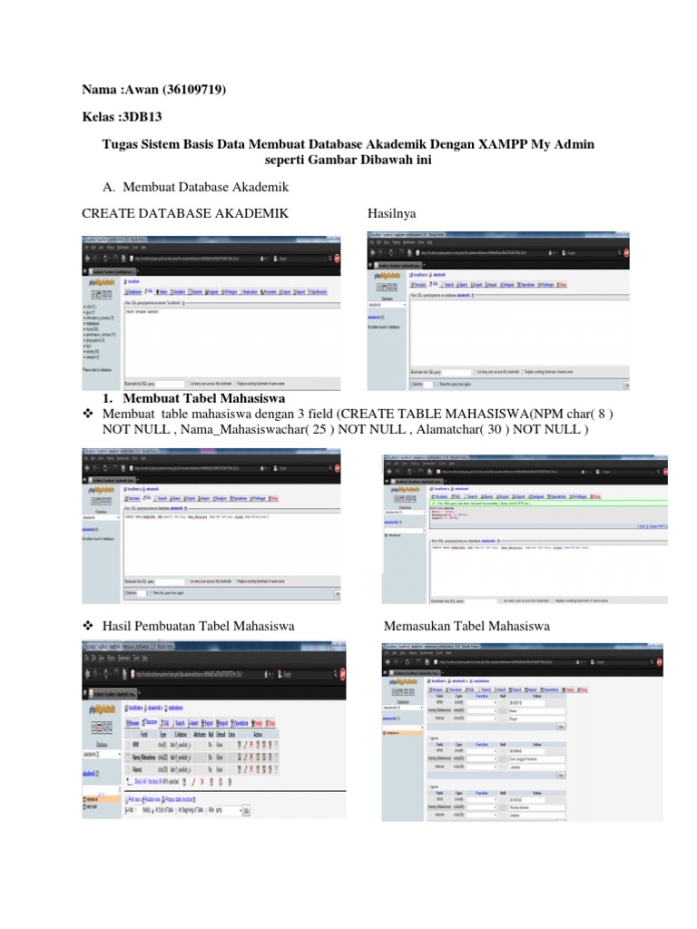 Membuat Tabel Mahasiswa | PDF