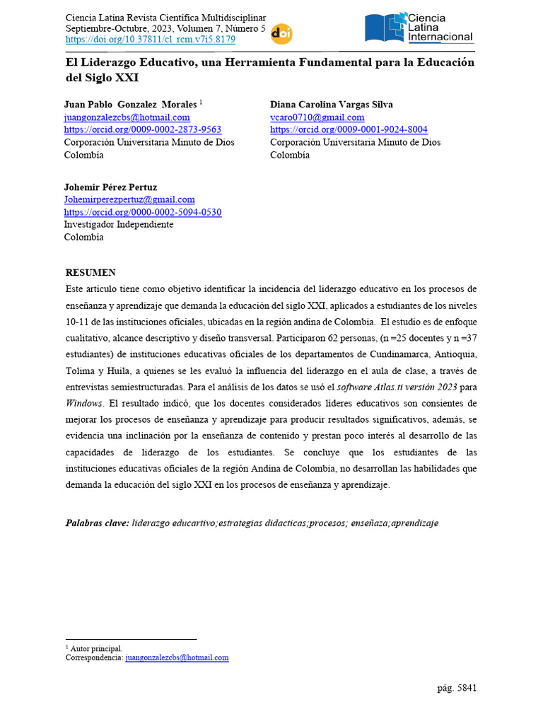 Liderazgo Educativo en el Siglo XXI | PDF | Maestros | Enseñando
