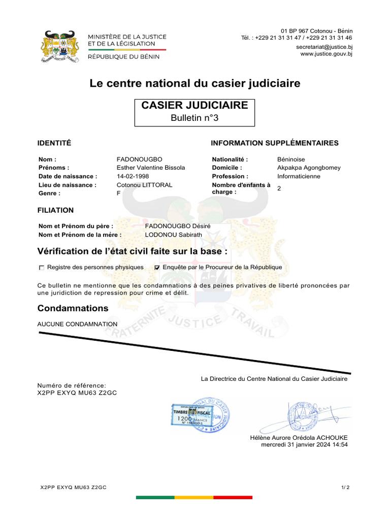 Casier Judiciaire | PDF | Justice | Crime et violence