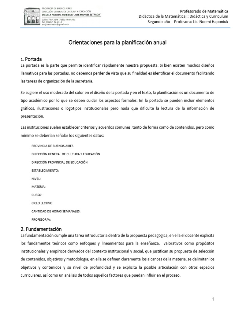Planificación Anual en Didáctica Matemática | PDF | Plan de estudios ...