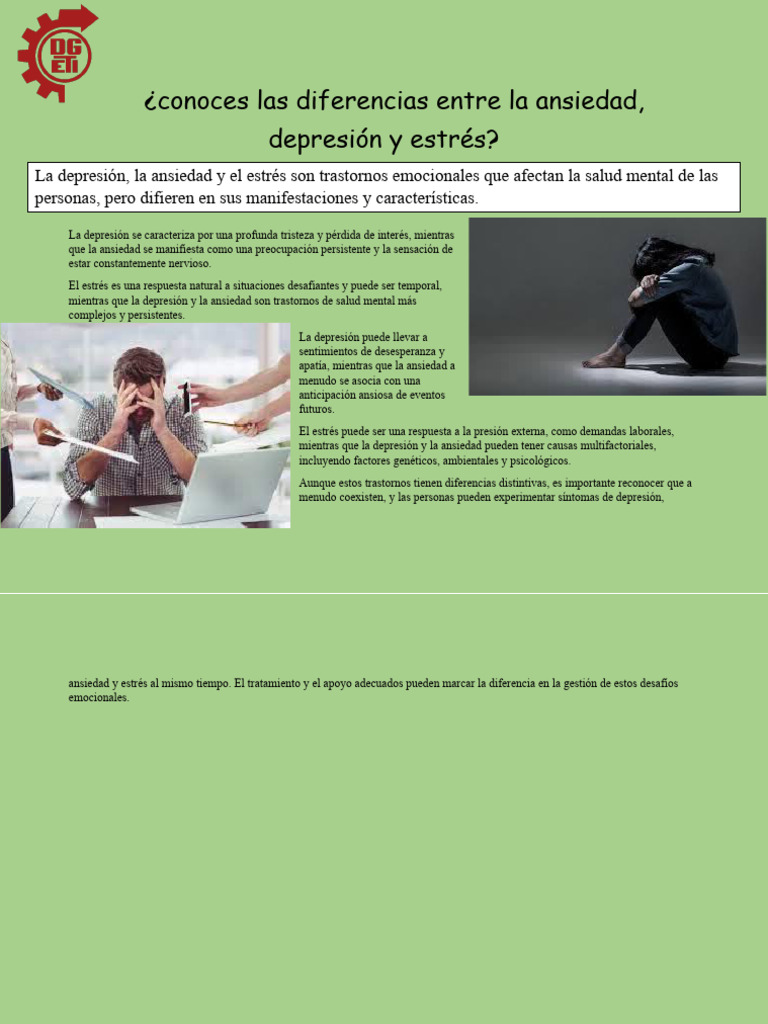 Conoces Las Diferencias Entre La Ansiedad | PDF