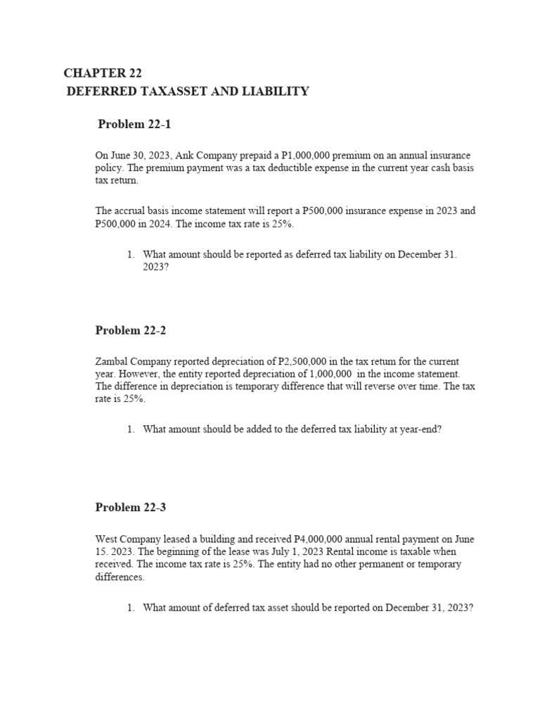 Deferred Tax Assets and Liabilities | PDF | Deferred Tax | Tax Expense
