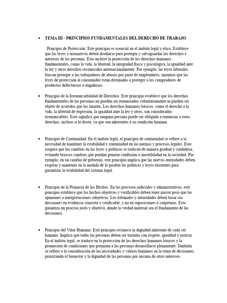 Principios Del Derecho Laboral Pdf Derecho Laboral Derechos Humanos