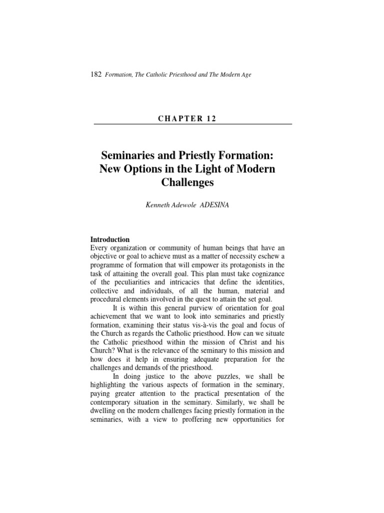 Modern Challenges in Priestly Formation | PDF | Seminary | Disciple ...