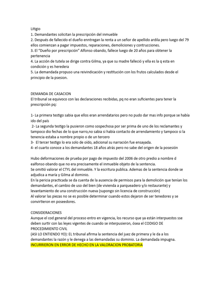 Demanda de Reivindicación de Inmueble | PDF | Estatuto de limitaciones ...