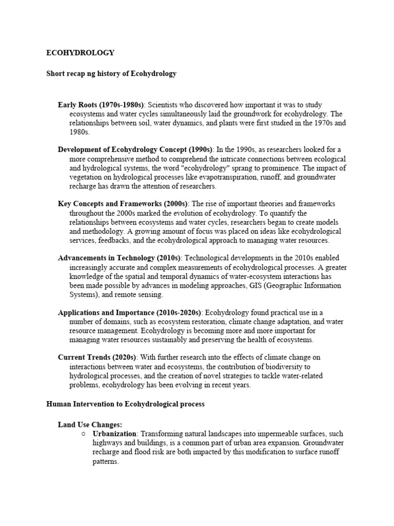 Ecohydrology And Hydrogeology Salonga Final Ata Pdf Aquifer