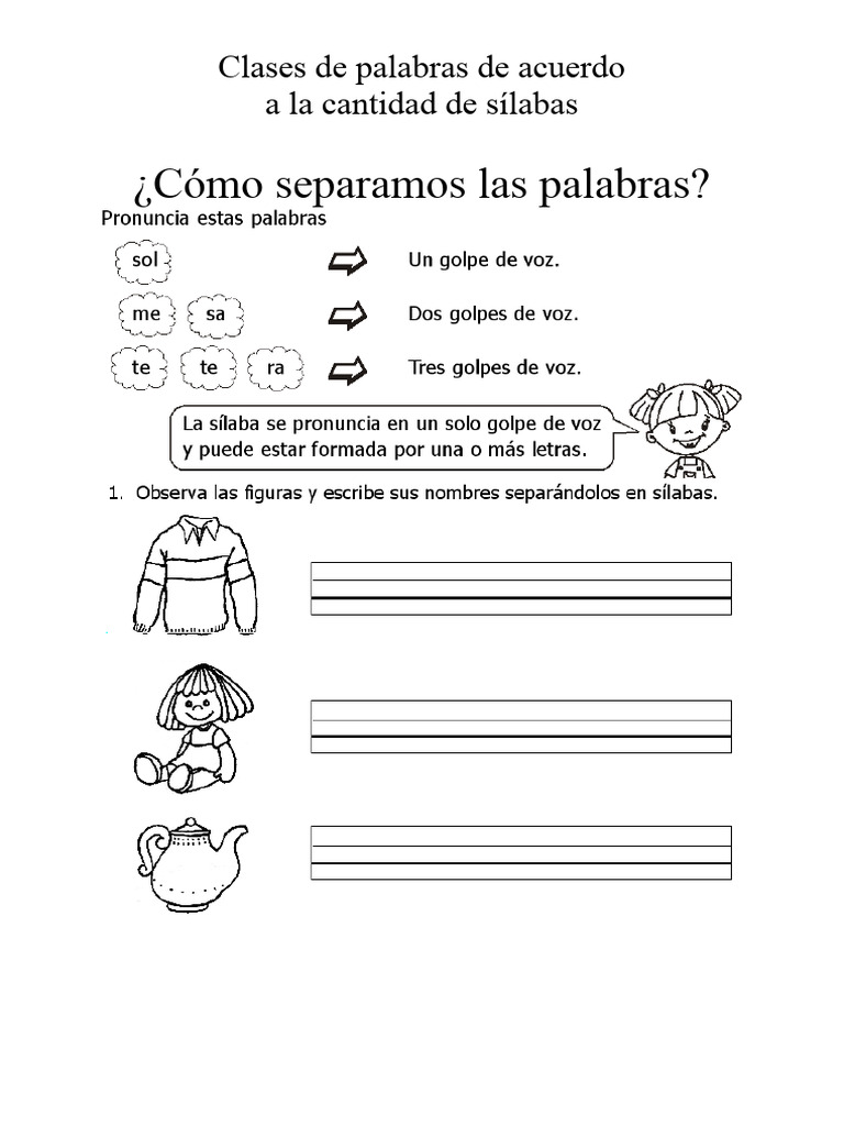Ejercicios de sílabas tónicas y átonas | PDF