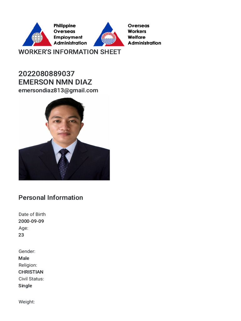 E-Registration Sample for Workers | PDF