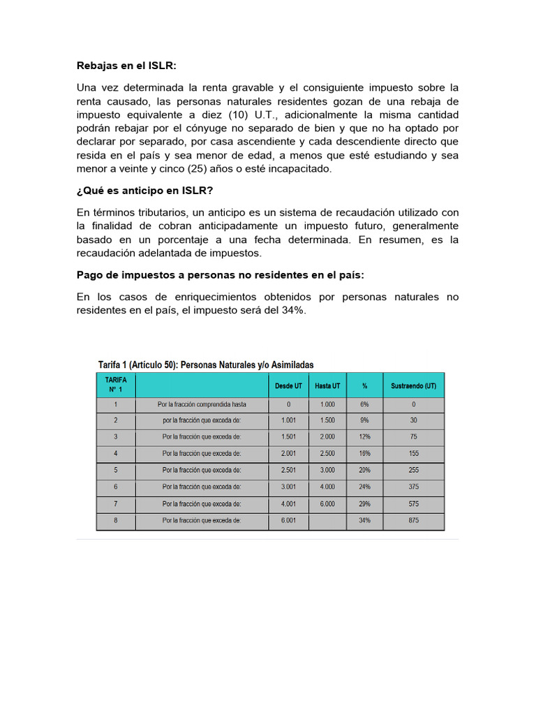 Rebajas en El ISLR | PDF | Impuestos | Impuesto sobre la renta