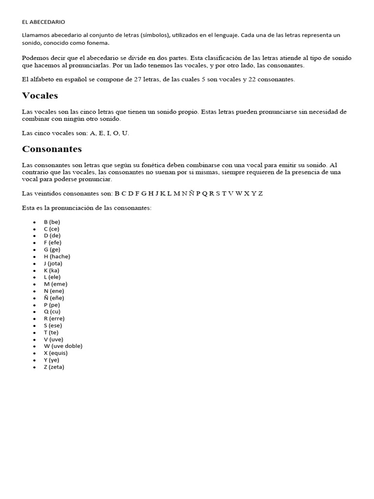 El Abecedario Español Descargar Gratis Pdf Alfabeto Consonante