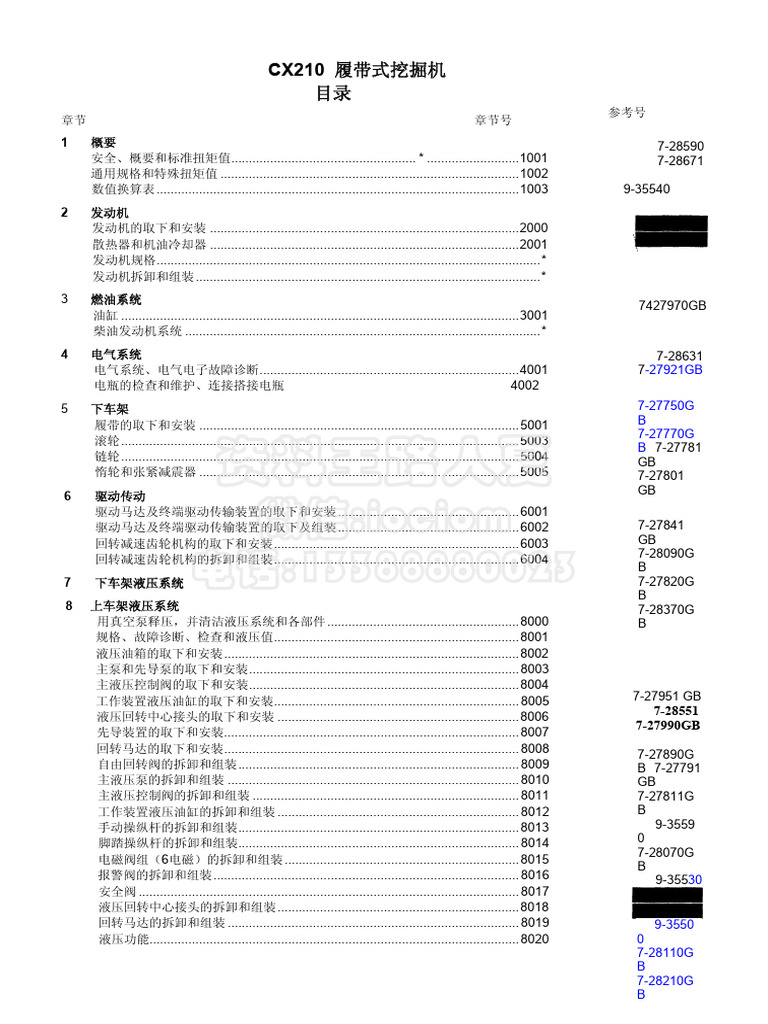 CX210 240挖掘机维修手册A | PDF