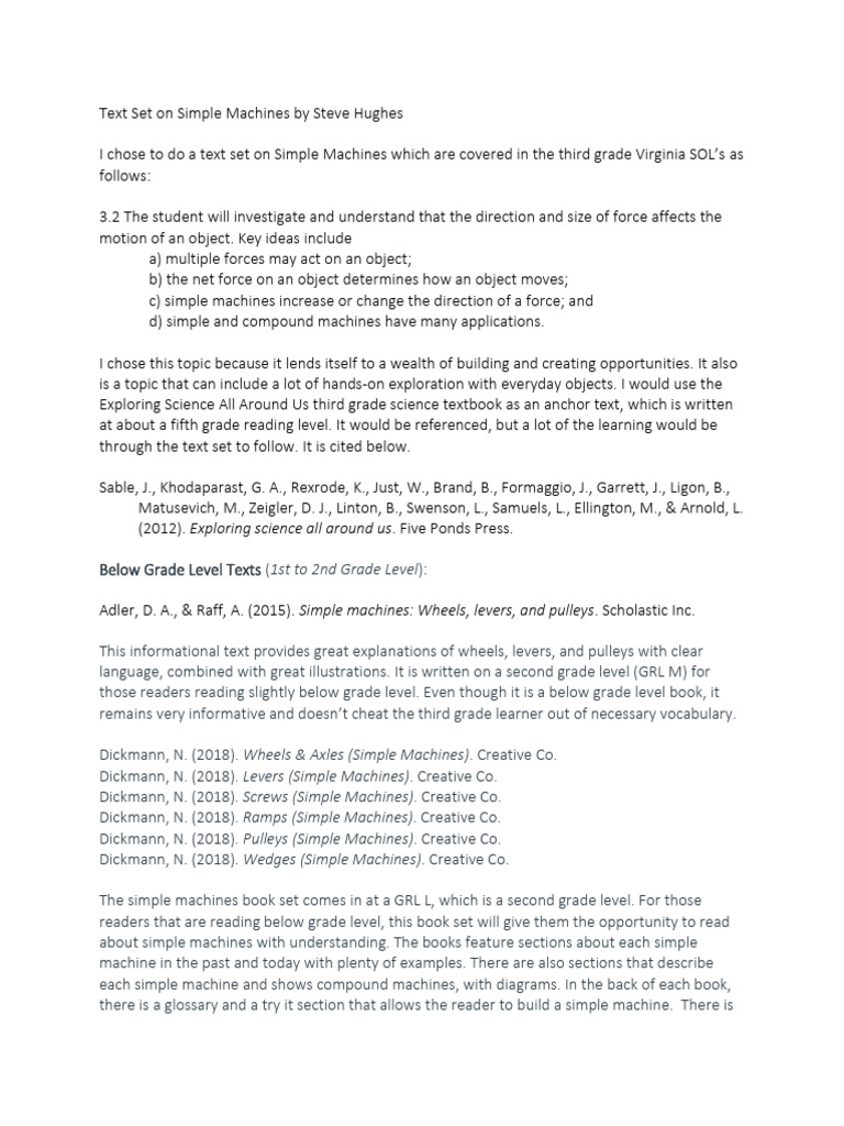 Simple Machines Text Set for Grades 1-4 | PDF | Machines | Mechanical ...