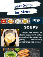 Prepare Soups Required For Menu