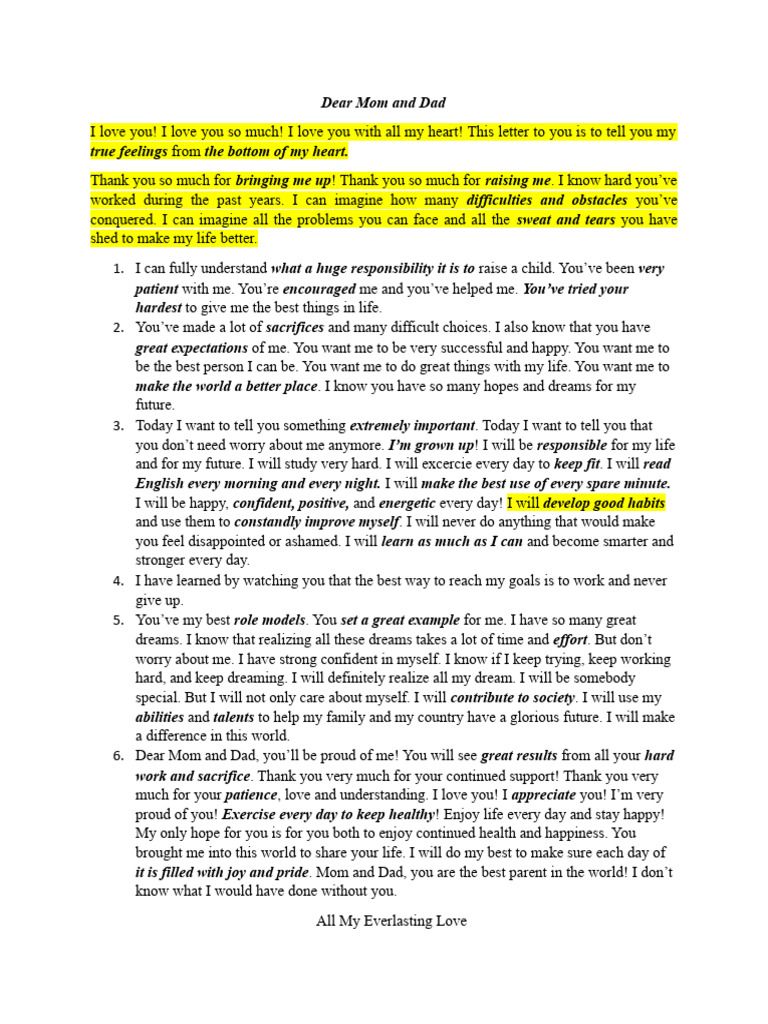 Dear Mom and Dad | PDF