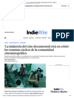 La Crisis Silenciosa de La Comunidad Cinematográfica Documental - IndieWire