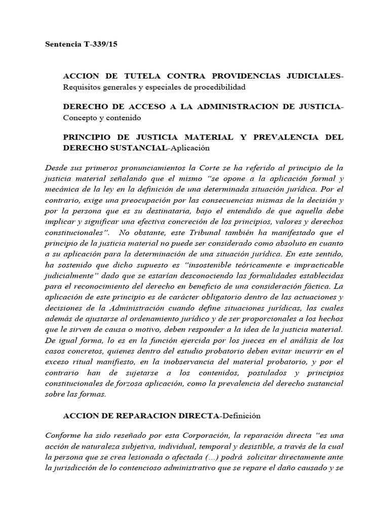 Justicia Material en Tutela Judicial | PDF | Ley procesal | Sentencia (ley)