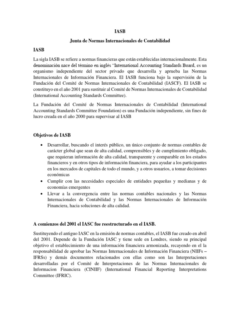 IASB: Normas Internacionales de Contabilidad | PDF | normas ...