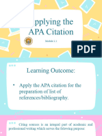 Lesson 2.2 Applying The APA Citation