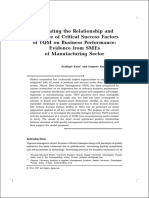 Evaluating the Relationship and Influence of Critical Success Factors of TQM on Business Performance Evidence from SMEs of Manufacturing Sector