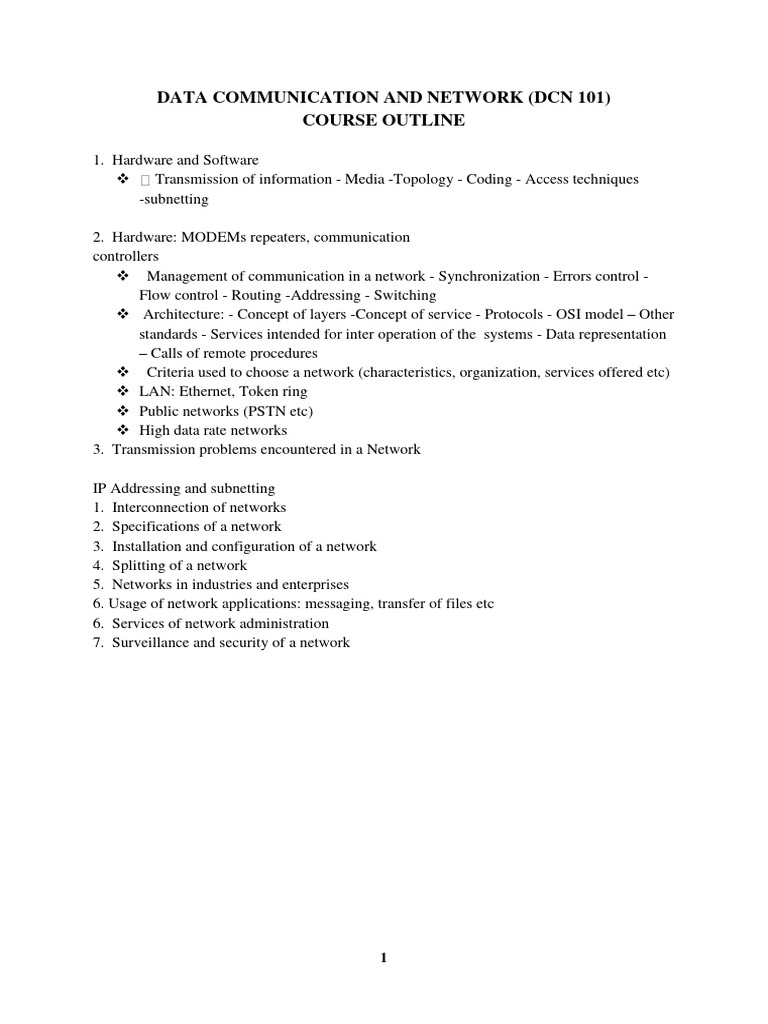 Data Communication and Networkdcn101 - 010828 | Download Free PDF ...
