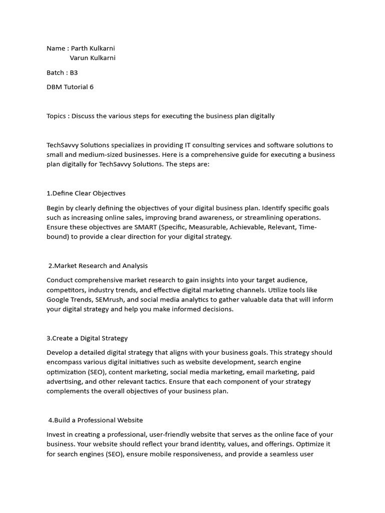 Digital Business Plan Guide | PDF | Digital Marketing | Search Engine ...