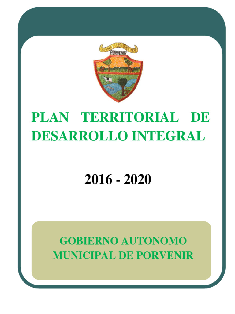Plan de Desarrollo Municipal Porvenir 2016-2020 | PDF | Bolivia | Los ...