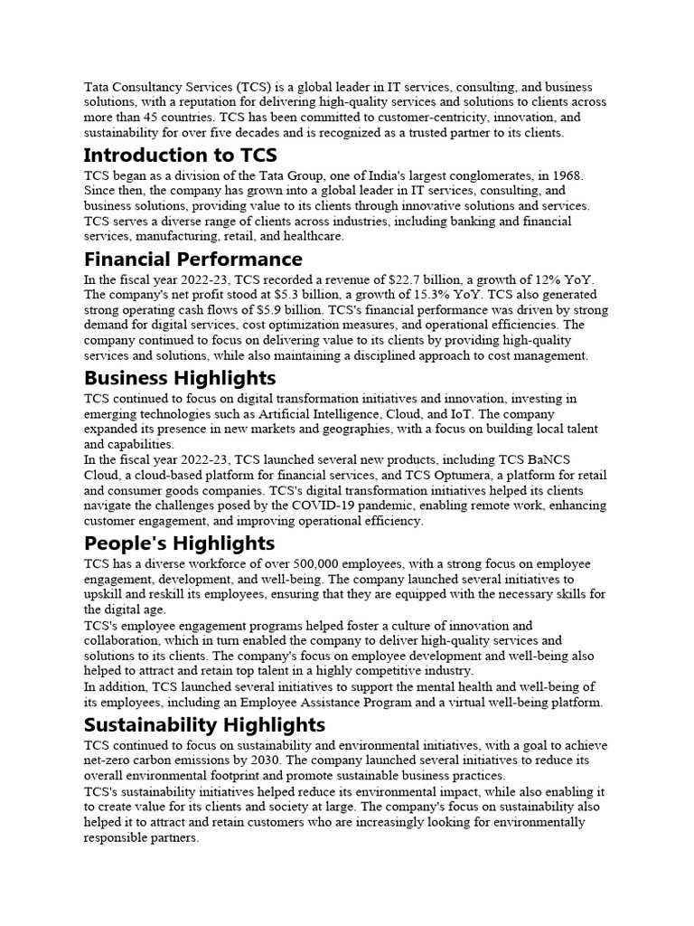 TCS Business Responsibility Report 2023-24 | PDF | Sustainability ...
