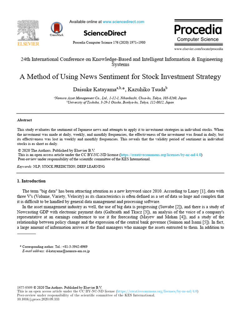 News Sentiment for Stock Investment | PDF | Investing | Stocks