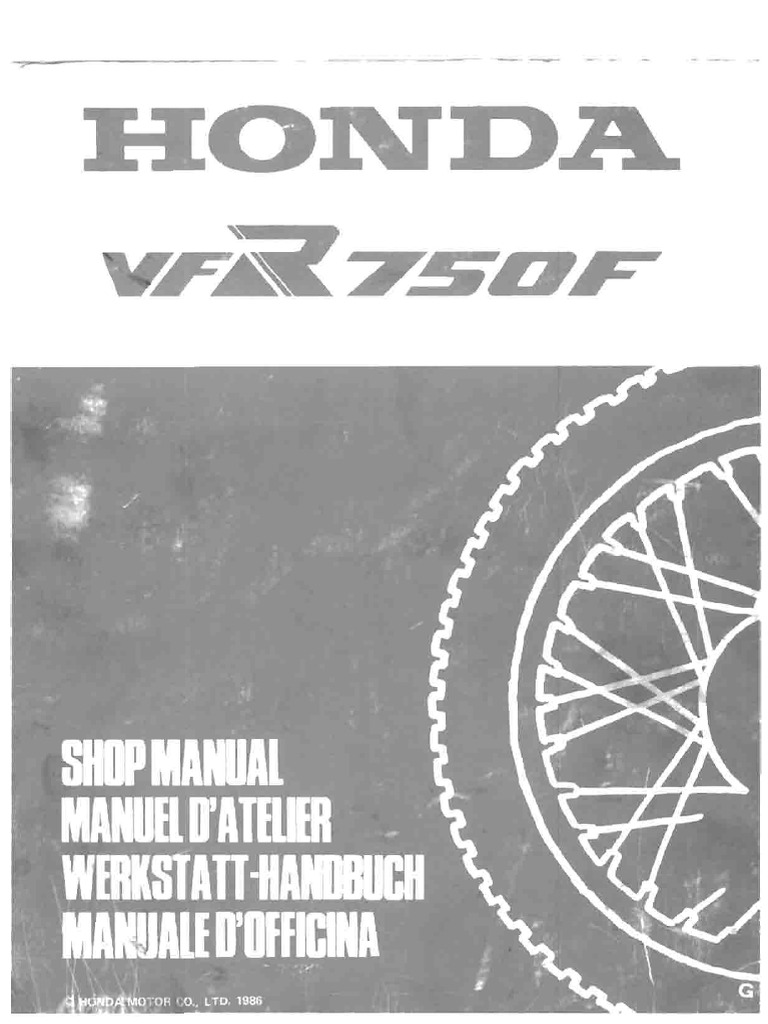 VFR750白バイ 取り扱い説明書 Honda VFR750F RC24 Service Manual | PDF