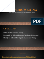 Academic Writing: En7Wc-I-C-4.2 - Distinguished Features of Academic Writing