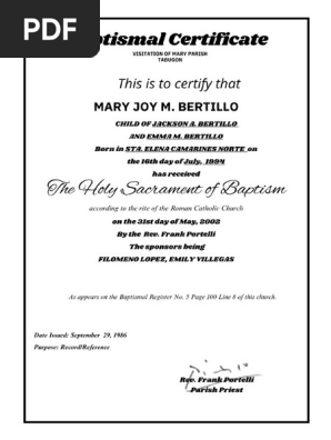 BAPTISMAL, CERTIFICATE
