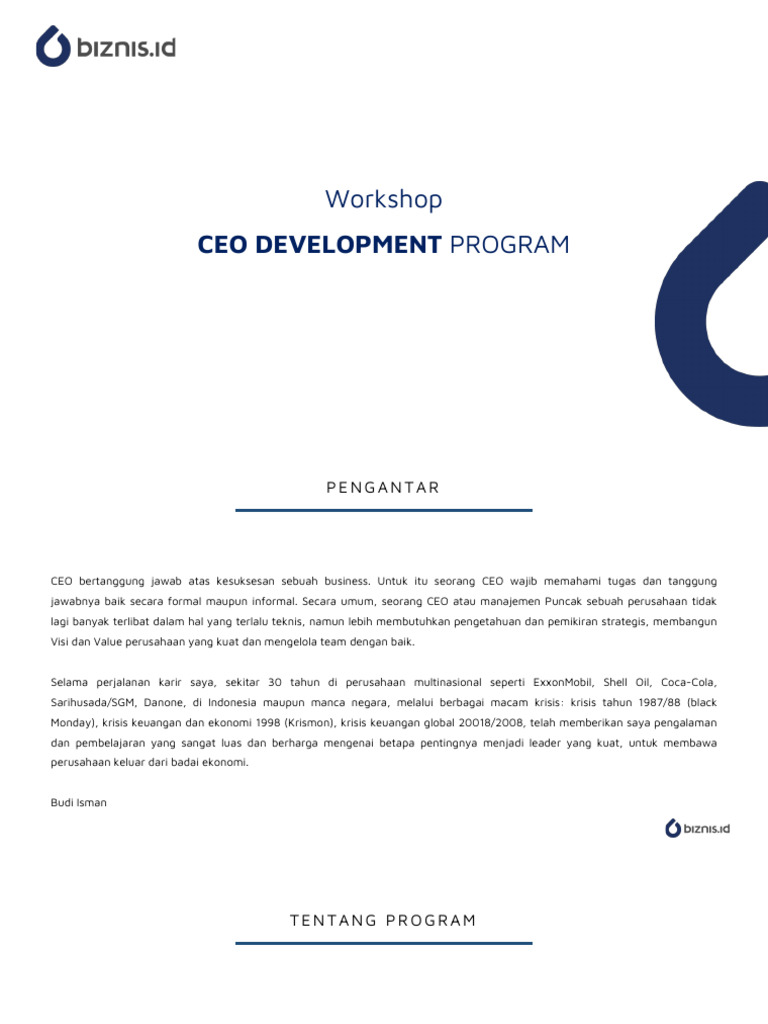 Program Pengembangan CEO 2024 | PDF