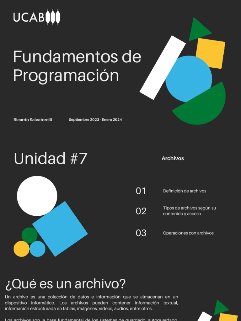 Tipos y Operaciones de Archivos en Programación | PDF | Archivo de ...