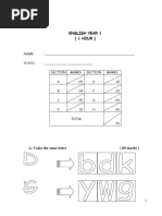 Mid Year Test English Paper 1 Year 1