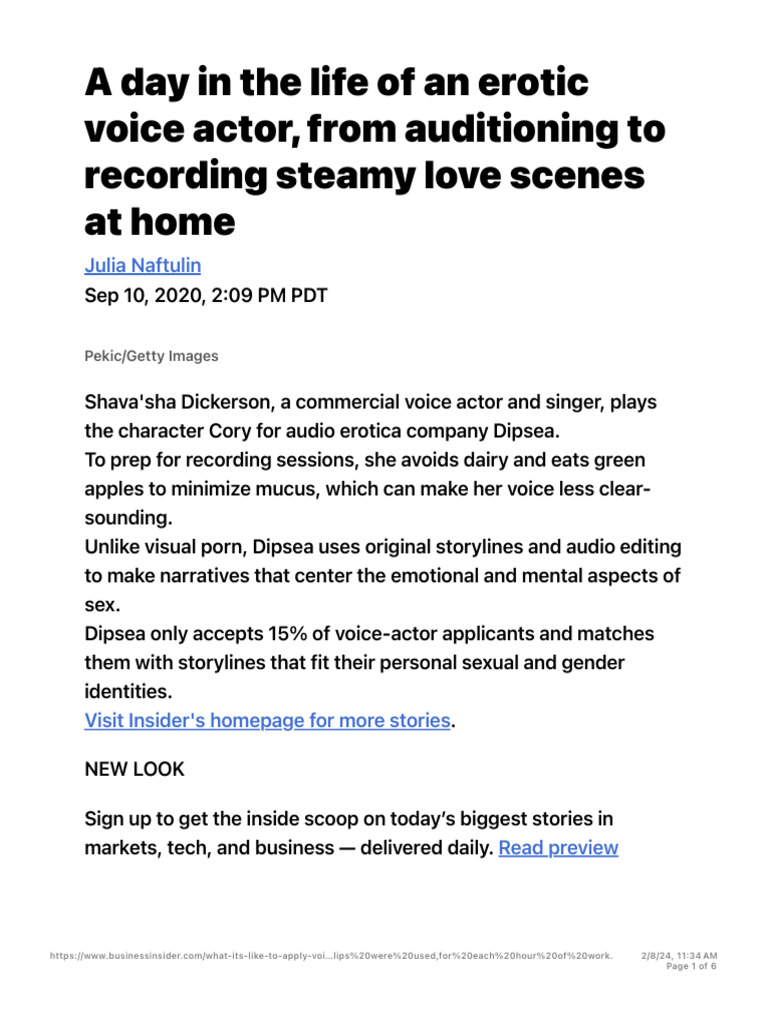 What Its Like To Work As As An Erotic Voice Actor For Dipsea PDF Voice Acting Erotica