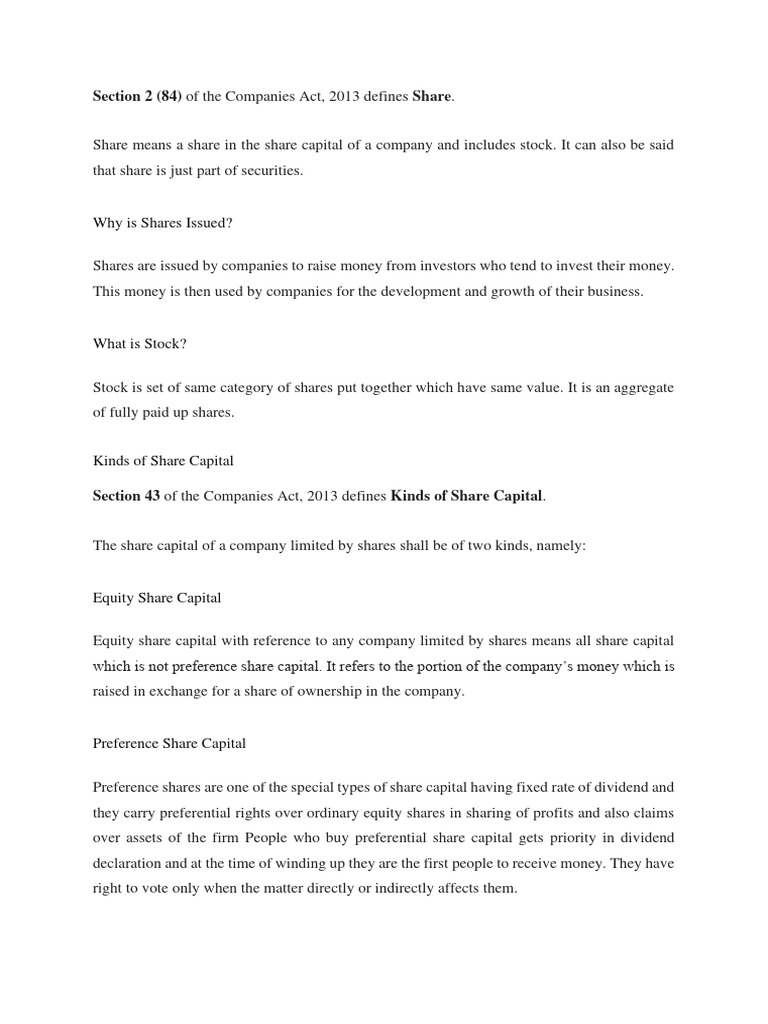 SHARE CAPITAL MEANING AND DEFINITION intelligence overview