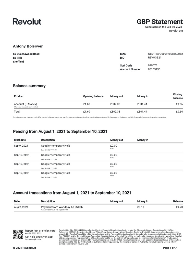 Worldpay Payments on GBP Statement | PDF | Payments | Cash
