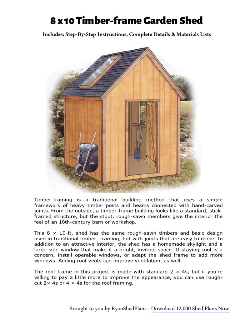 Timber Frame Shed Plan | PDF | Shed | Framing (Construction)