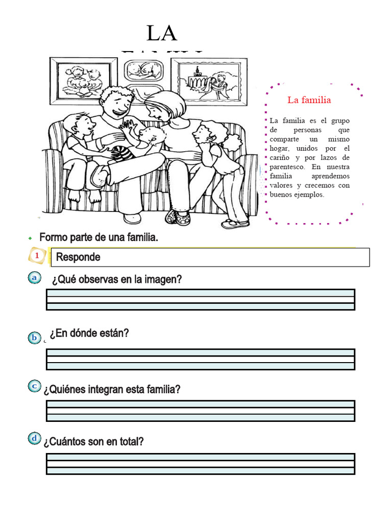 Ficha sobre la familia y sus roles | PDF