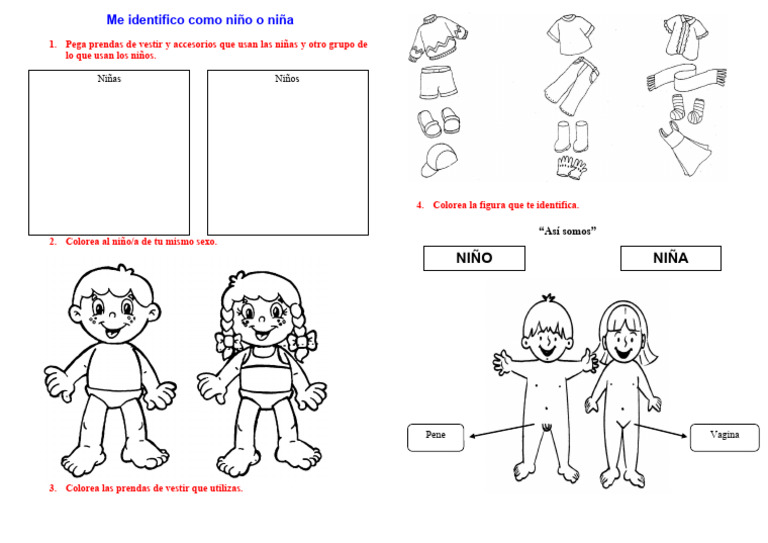 Me identifico como niño o niña ficha | PDF