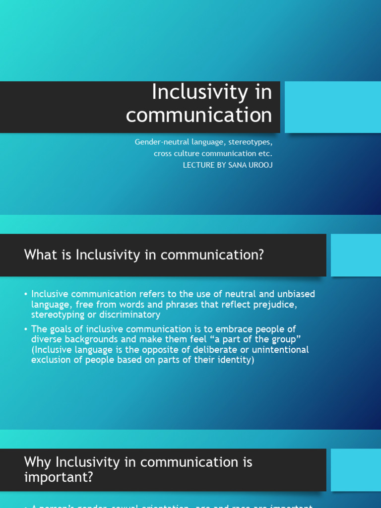 Inclusivity In Communication Pdf Cross Cultural Communication