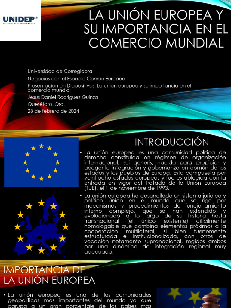 Presentación: La Unión Europea y Su Importancia en El Comercio Mundial ...