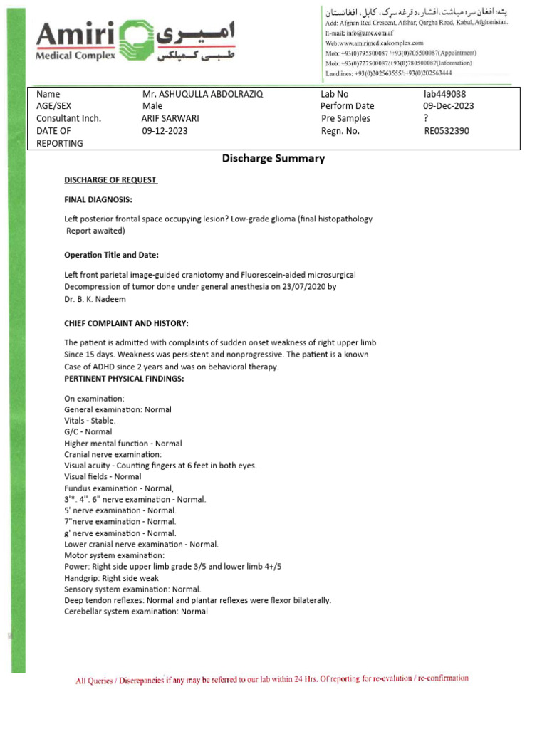 Brain Tumor Medical Report | PDF | Magnetic Resonance Imaging | Nervous ...