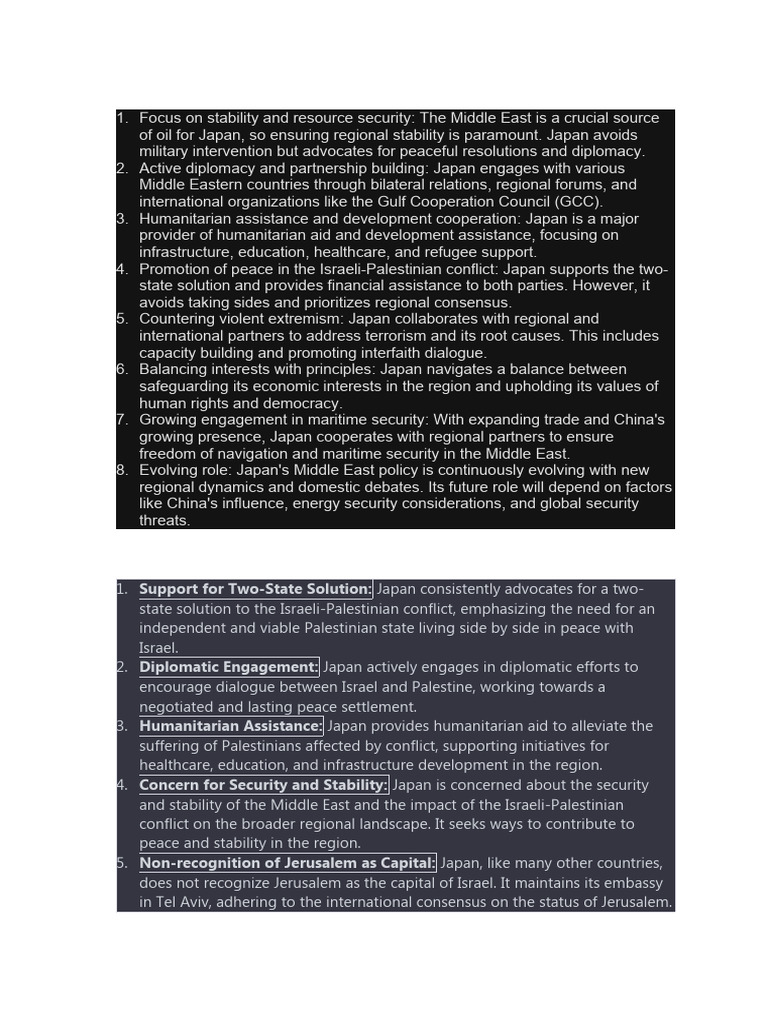 Japan's Middle East Policy Overview | PDF | Israeli Settlement ...