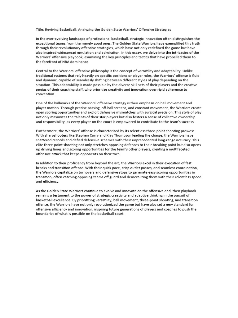 11 Reviving Basketball Analyzing The Golden State Warriors Offensive ...