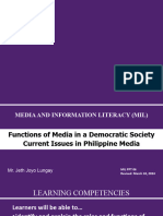 2.MIL 2. The Evolution of Traditional to New Media (Part 2)- Functions of Communication and Media, Issues in Philippine Media