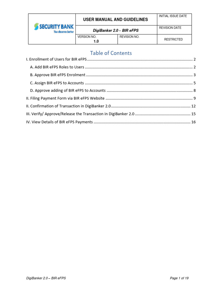 DigiBanker 2.0 User Manual for BIR eFPS | PDF | Computing