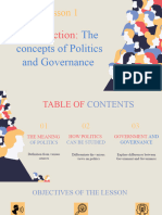 Chapter 1. Lesson 1 Introduction The Concepts of Politics and Governance