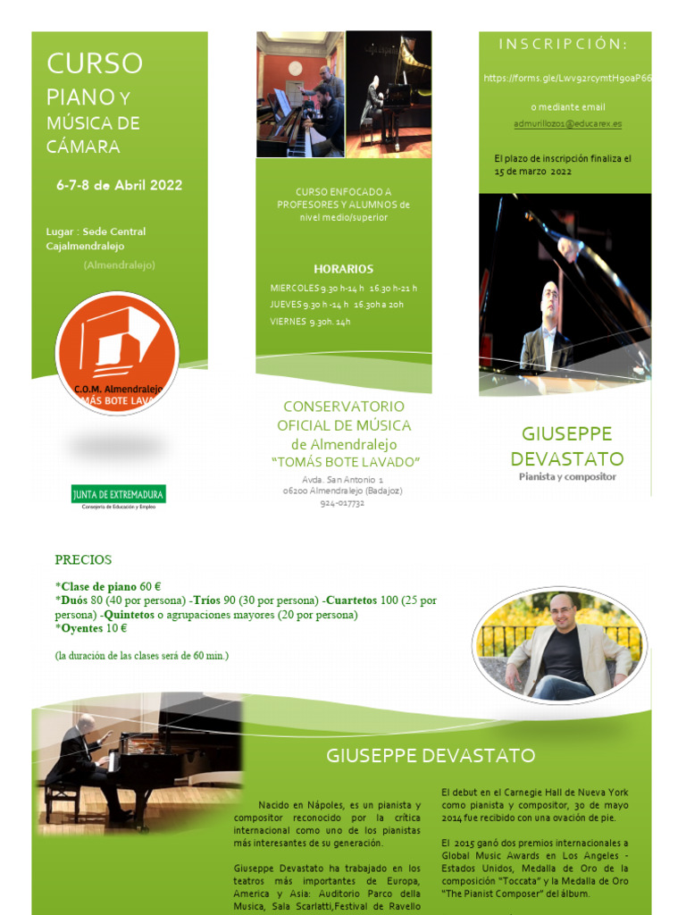 Curso de Piano con Giuseppe Devastato | PDF | Entretenimiento | Las ...